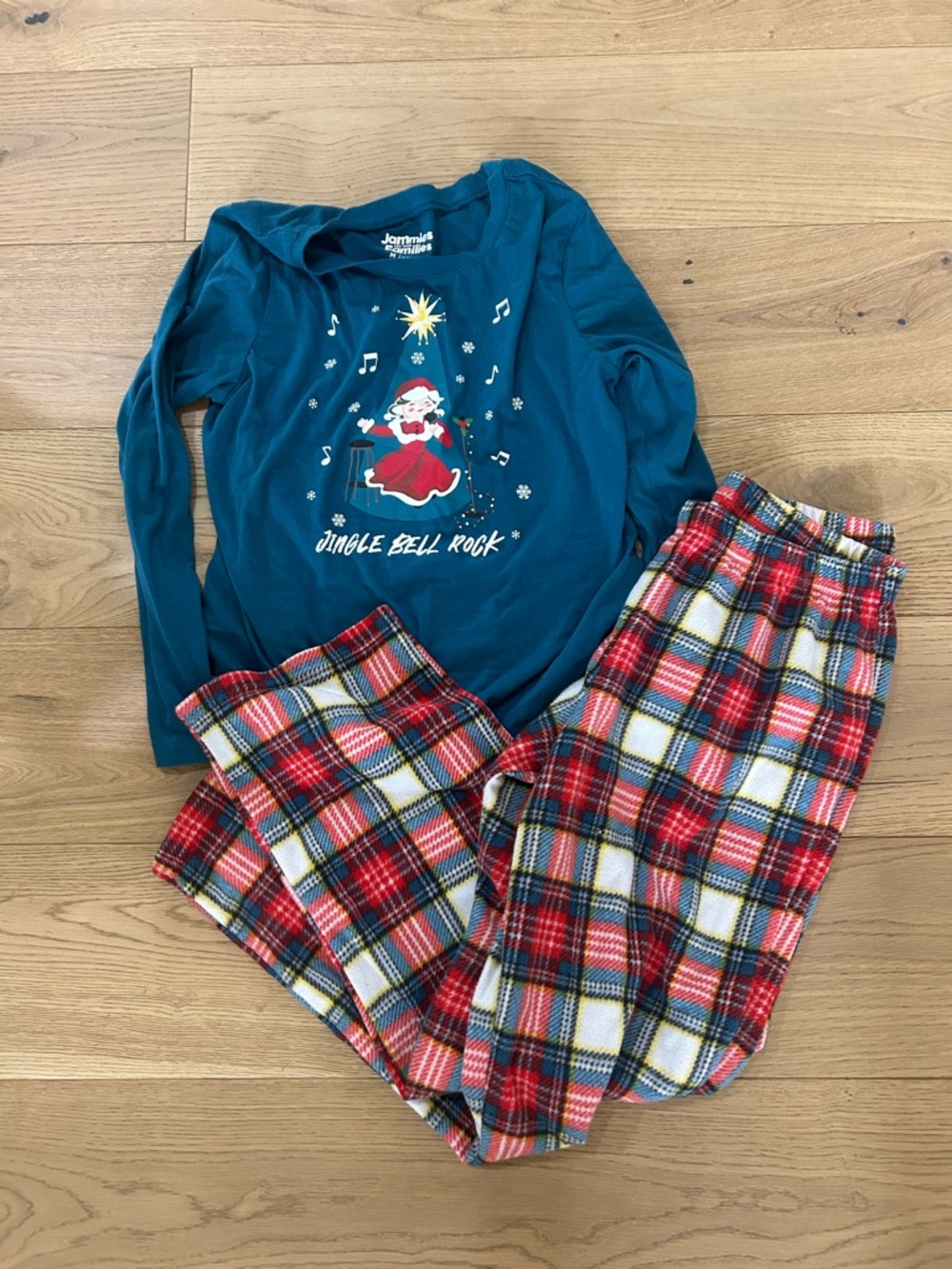 Teal 'Jingle Bell Rock Pajama Set